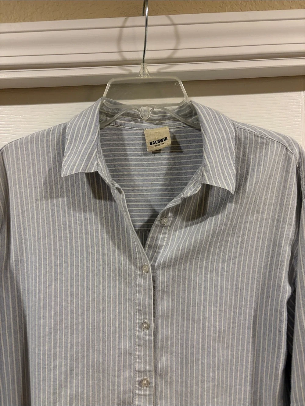 Baldwin Casual Striped Short-Sleeve Shirt - Light Blue size M - Picture 3 of 5